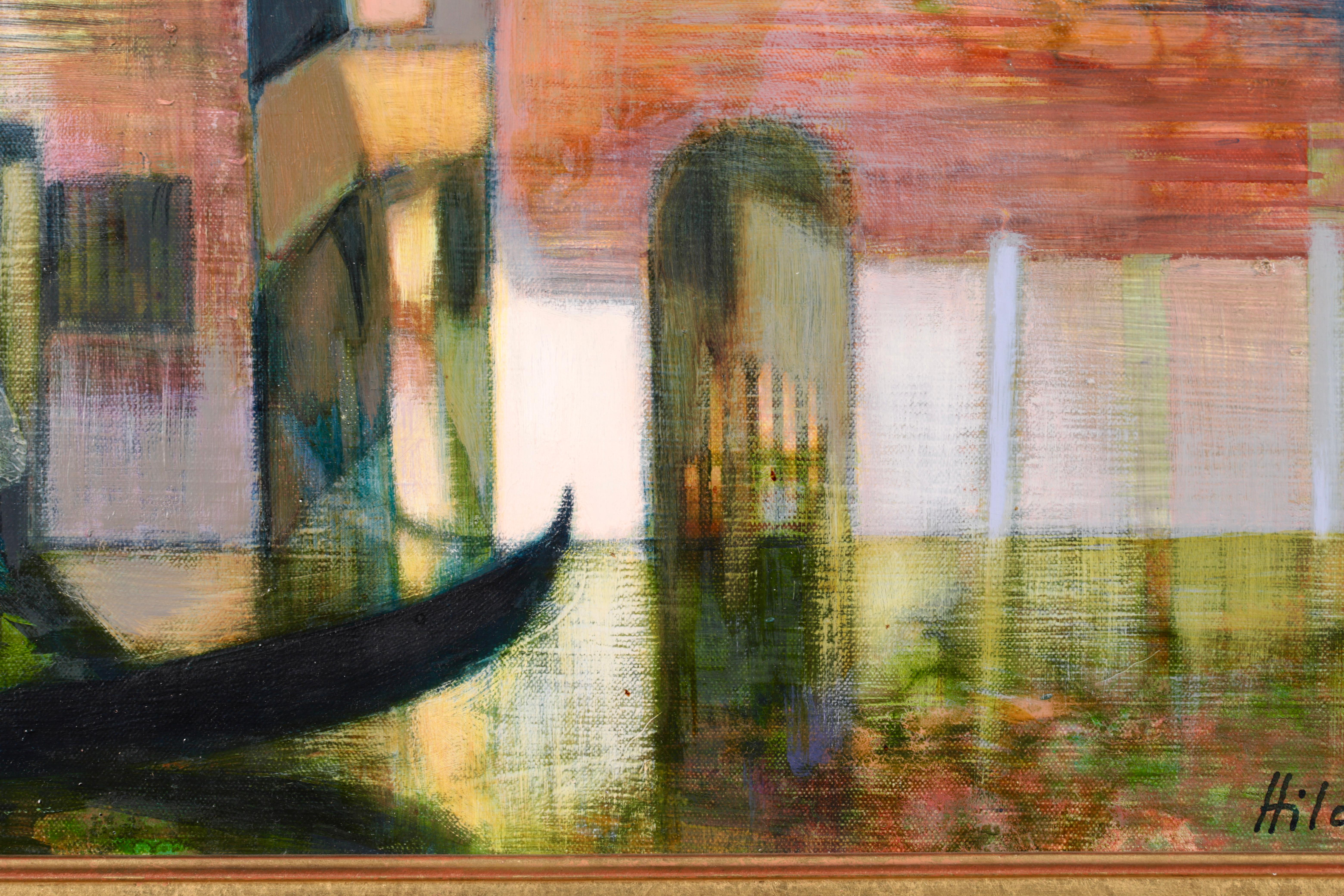 Huile de paysage cubiste Vieux palais sur la canal - Venise - Camille Hilaire en vente 3