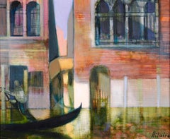 Used Vieux palais sur la canal - Venice - Cubist Landscape Oil by Camille Hilaire