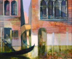Vieux palais sur la canal - Venecia - Paisaje Cubista Óleo de Camille Hilaire