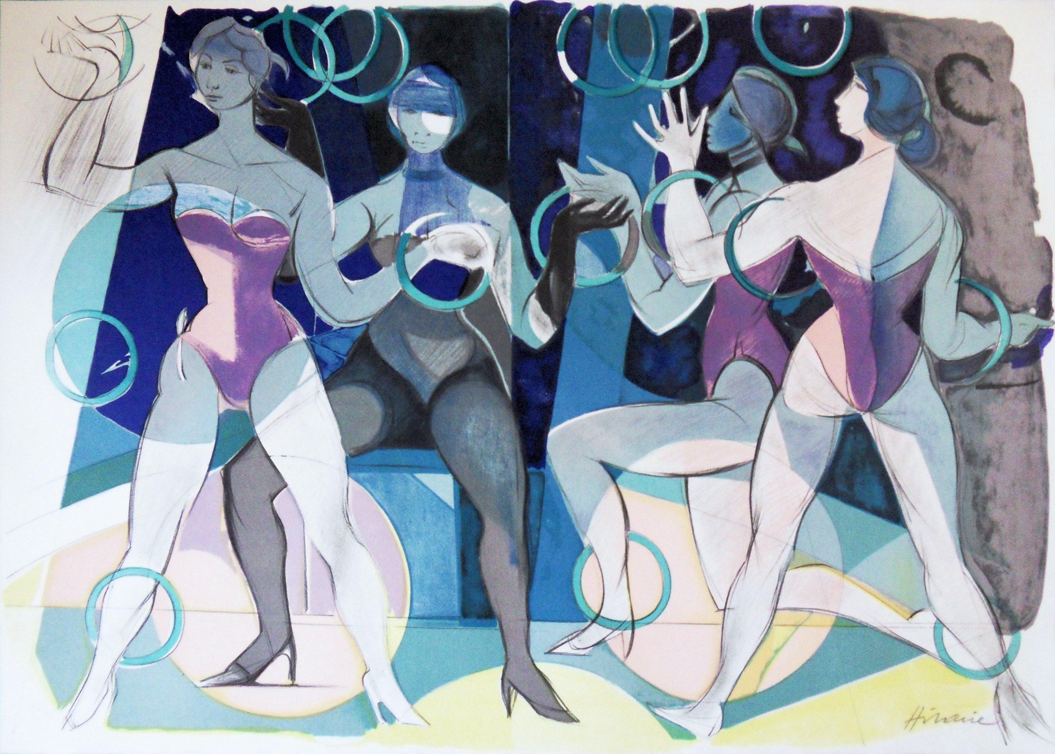 Camille Hilaire Figurative Print - Circus : The Jugglers - Original handsigned lithograph