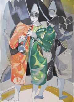 Circus : The Musician Clown - Original handsigned lithograph