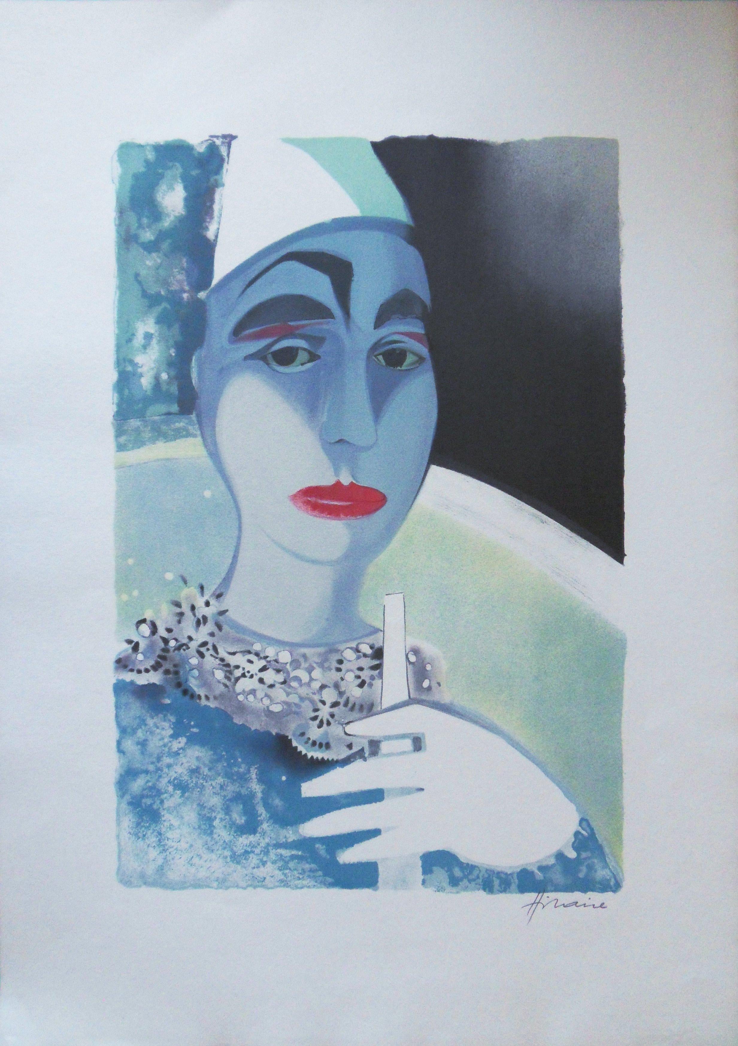 Camille Hilaire Figurative Print - Circus : The White Clown - Original handsigned lithograph