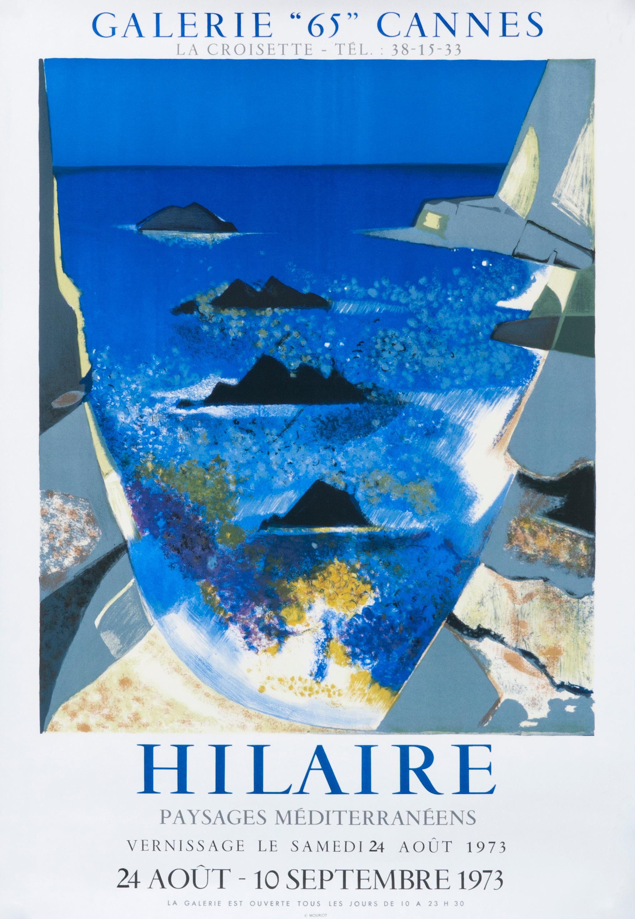 Camille Hilaire Landscape Print - "Hilaire - Paysages Mediterraneens - Cannes" Seascape Exhibition Poster