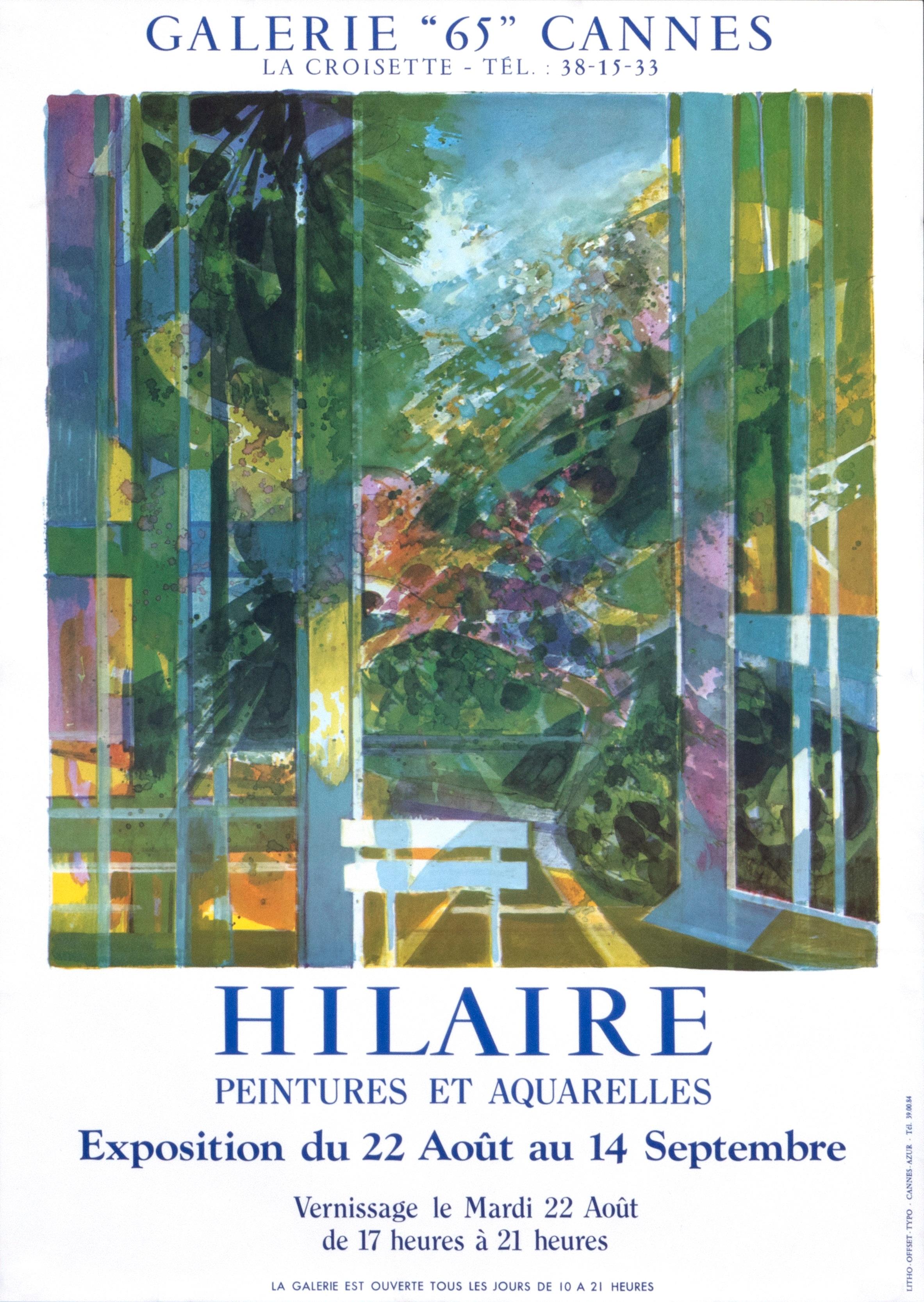 "Hilaire - Peintures et Aquarelles - Cannes" Landscape French Exhibition Poster - Print by Camille Hilaire