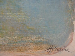 Rivers in France : Sunset on the Lake - Original handsigned lithograph