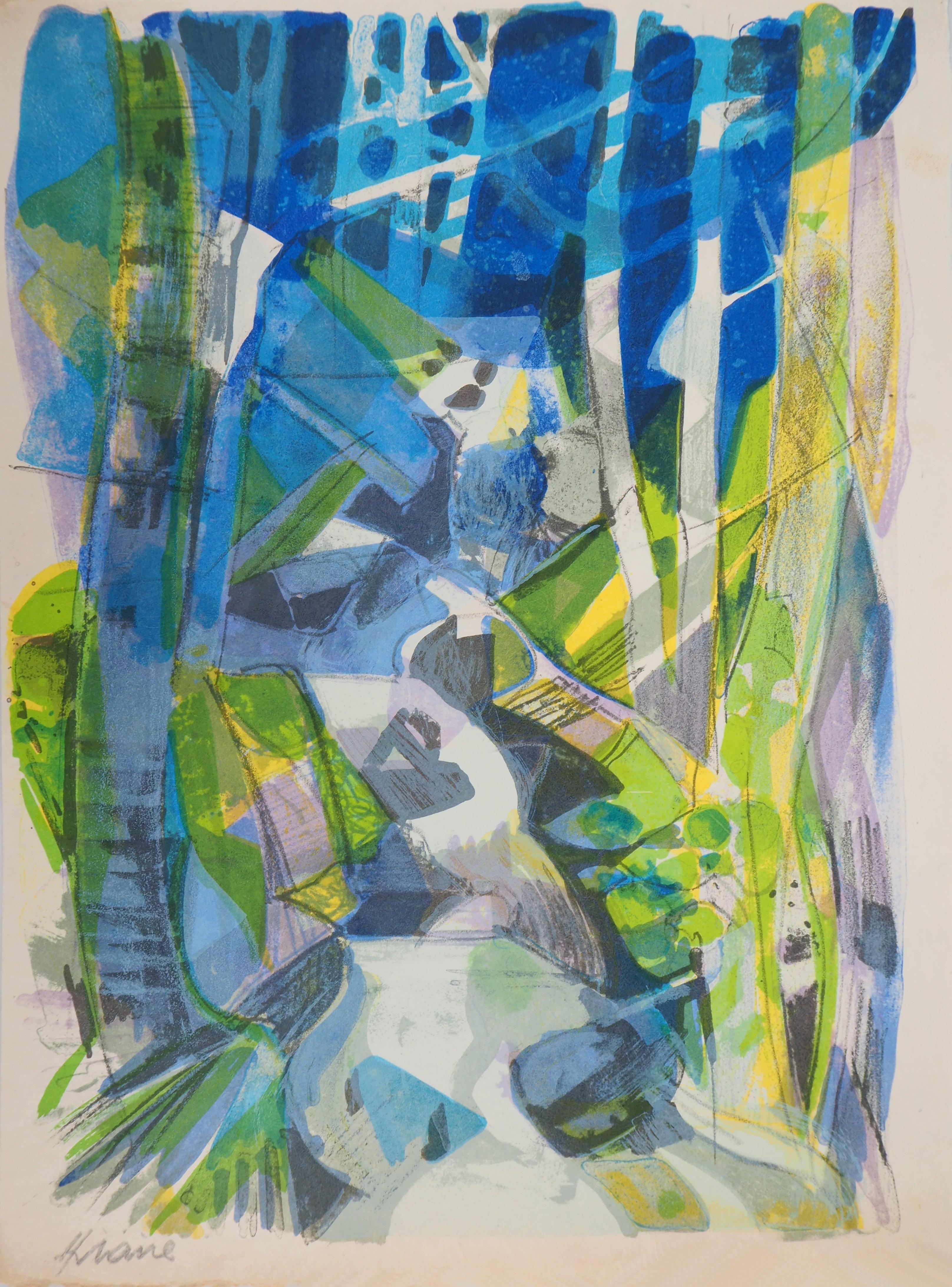 Landscape Print di Camille Hilaire - Fiumi in Francia: Torrente nel Wood - litografia originale firmata
