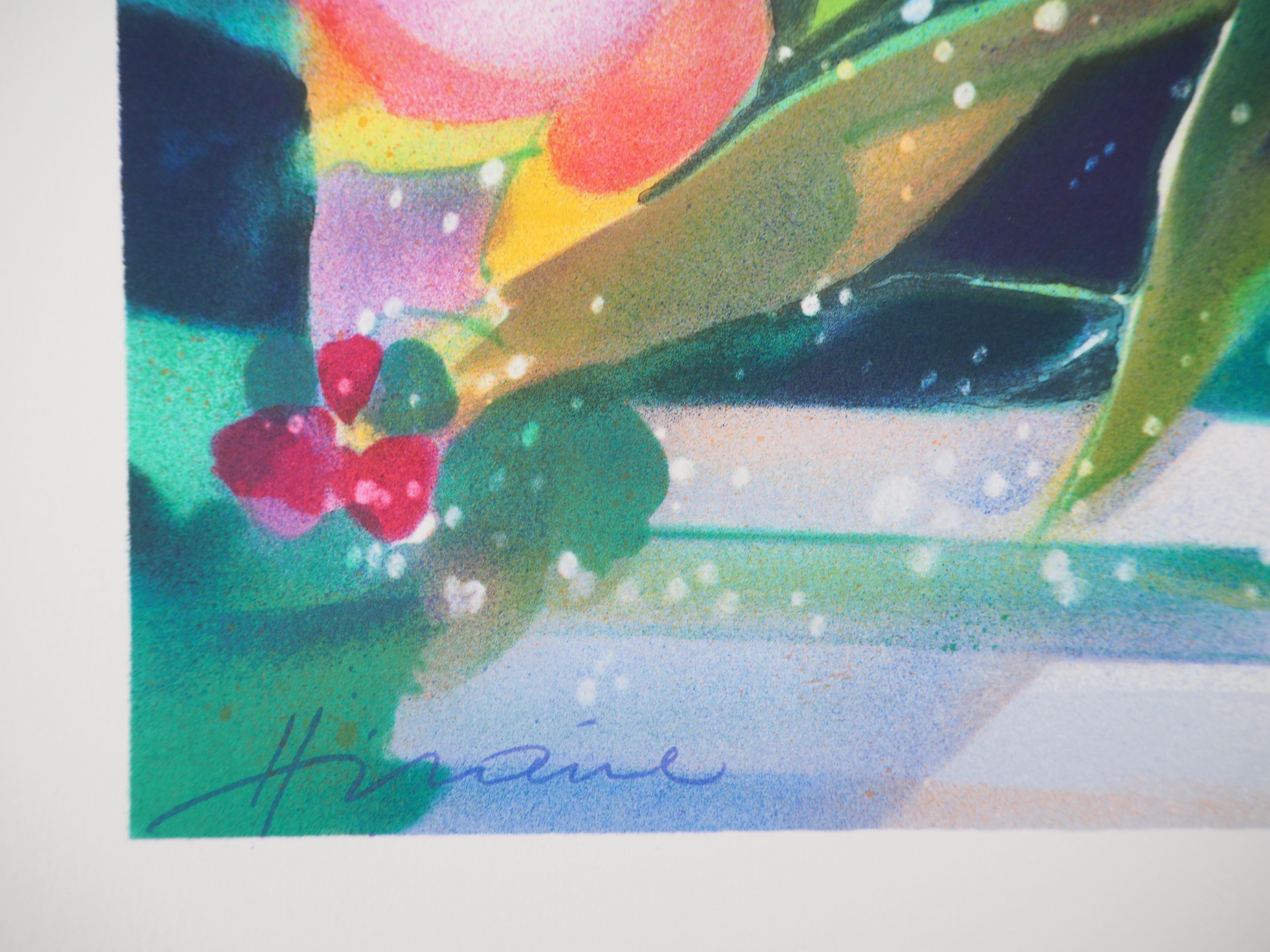Shining Bouquet of Tulips - Original lithograph For Sale 2