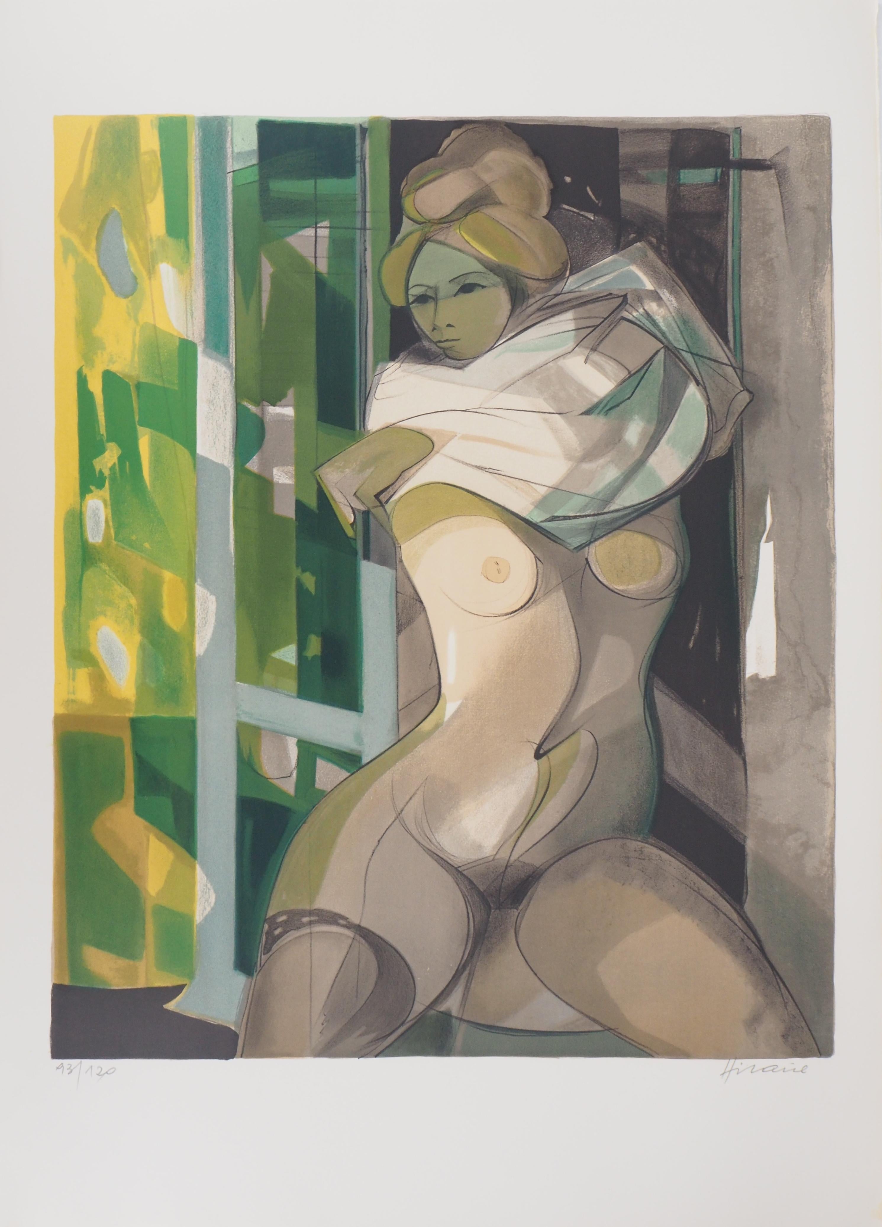 Camille Hilaire Nude Print - Undressing Model - Original Lithograph Handsigned and Numbered (Mourlot)