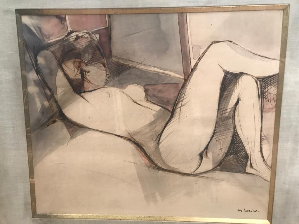 Watercolour and pencil on paper that represents a naked woman, drawn by Camille Hilaire in France circa 1972.
Signed lower right Hilaire

Camille Hilaire (1916-2004) is a French painter, lithographer, stained glass maker, upholsterer and