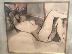 Camille Hilaire Signed "Naked Woman" Watercolour And Pencil On Paper, 1972