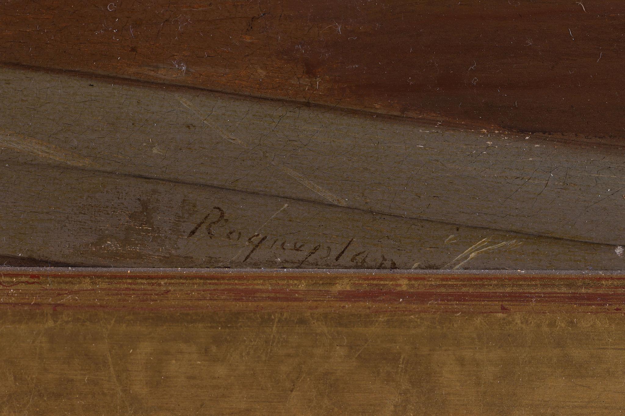 'A Gentleman Reading to a Lady in an Interior'. Antique painting by Roqueplan (Schwarz), Figurative Painting, von Camille Joseph Etienne Roqueplan