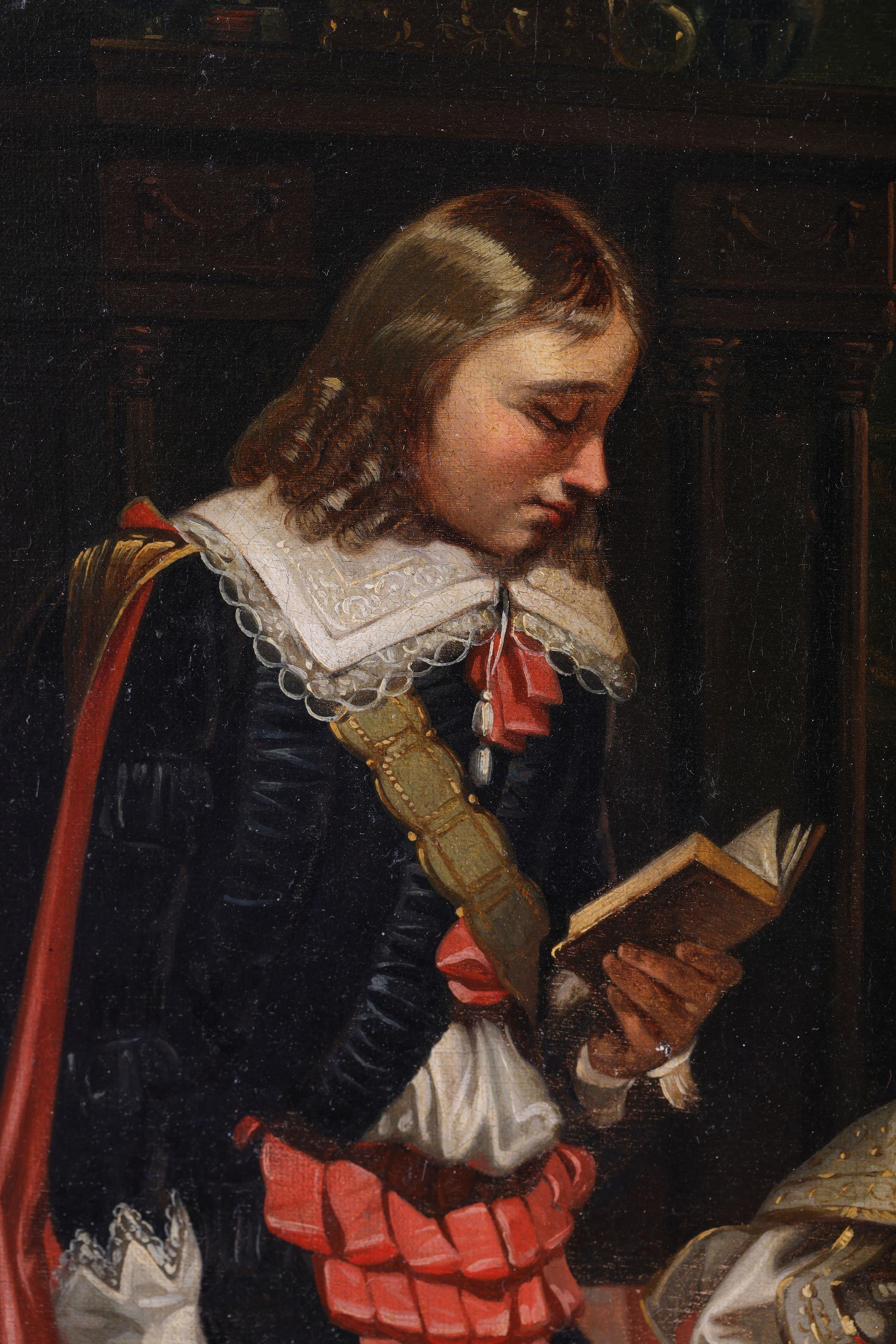 'A Gentleman Reading to a Lady in an Interior'. Antique painting by Roqueplan im Angebot 1