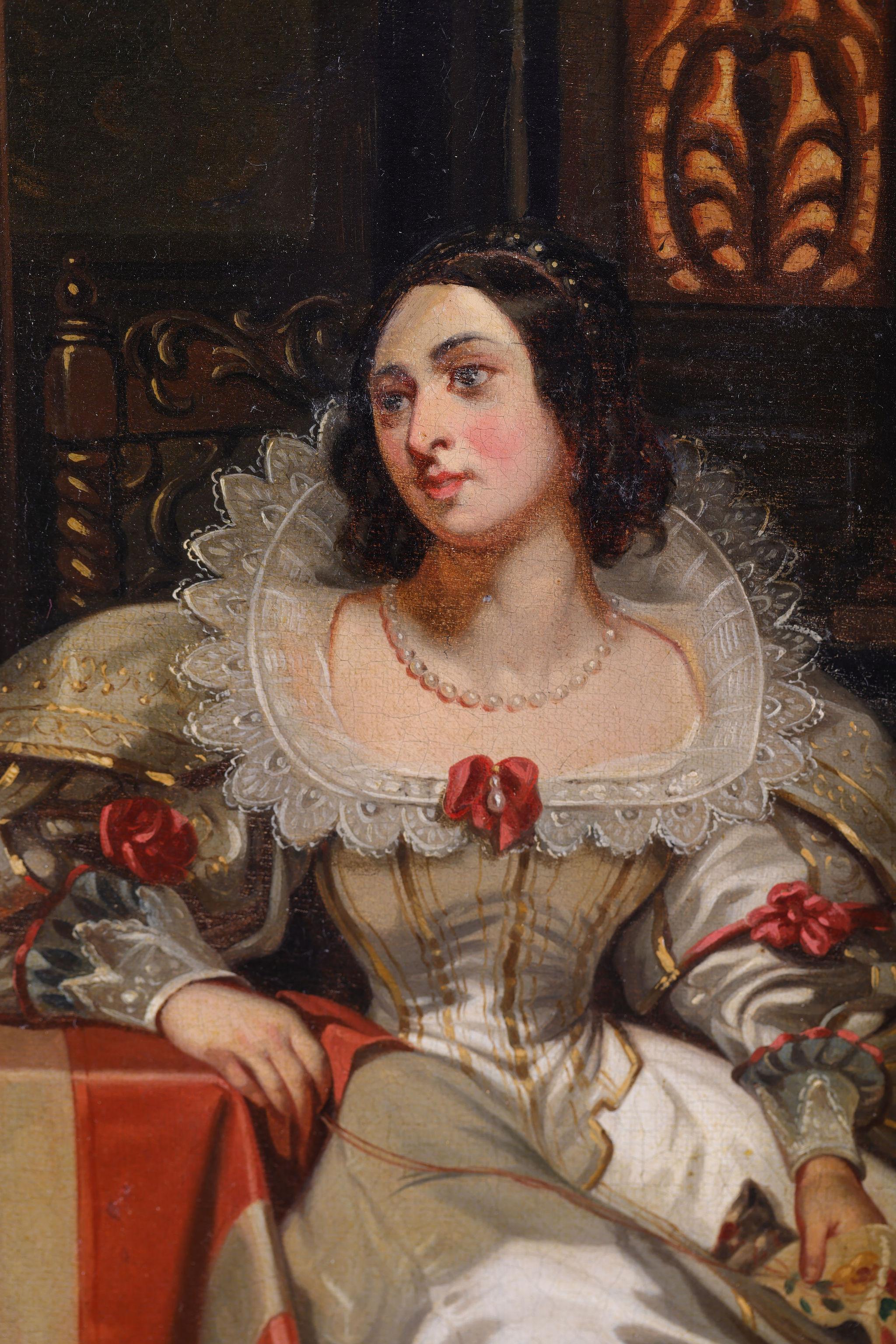 'A Gentleman Reading to a Lady in an Interior'. Antique painting by Roqueplan im Angebot 4