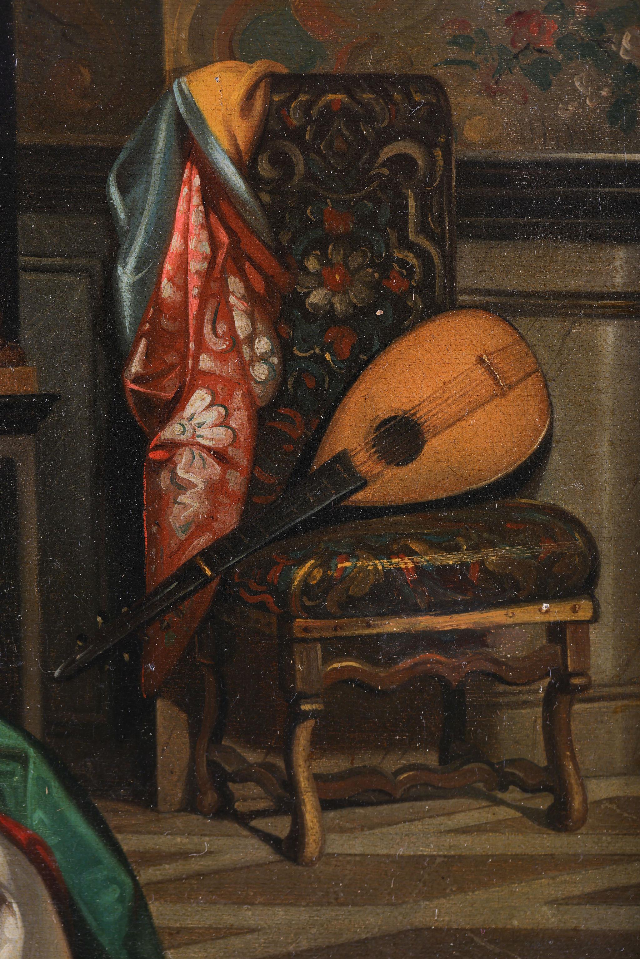 'A Gentleman Reading to a Lady in an Interior'. Antique painting by Roqueplan im Angebot 5