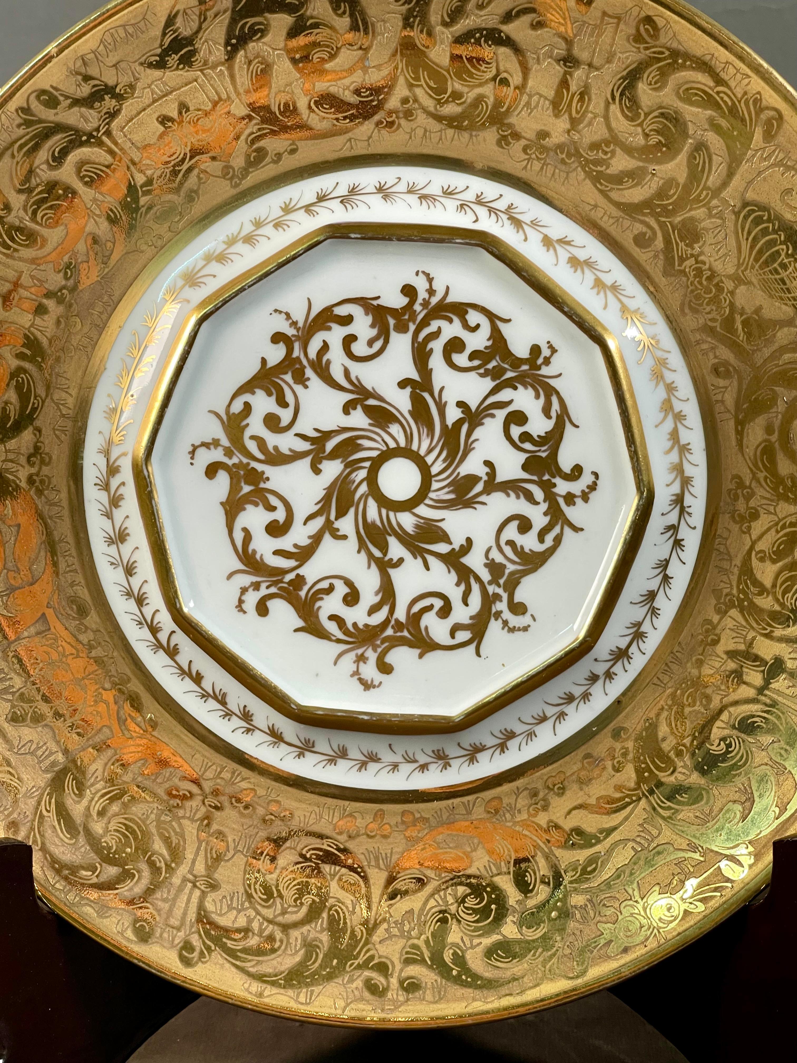 Camille Le Tallec Vergoldetes Porzellan Terrine Empire-Stil Set im Angebot 9