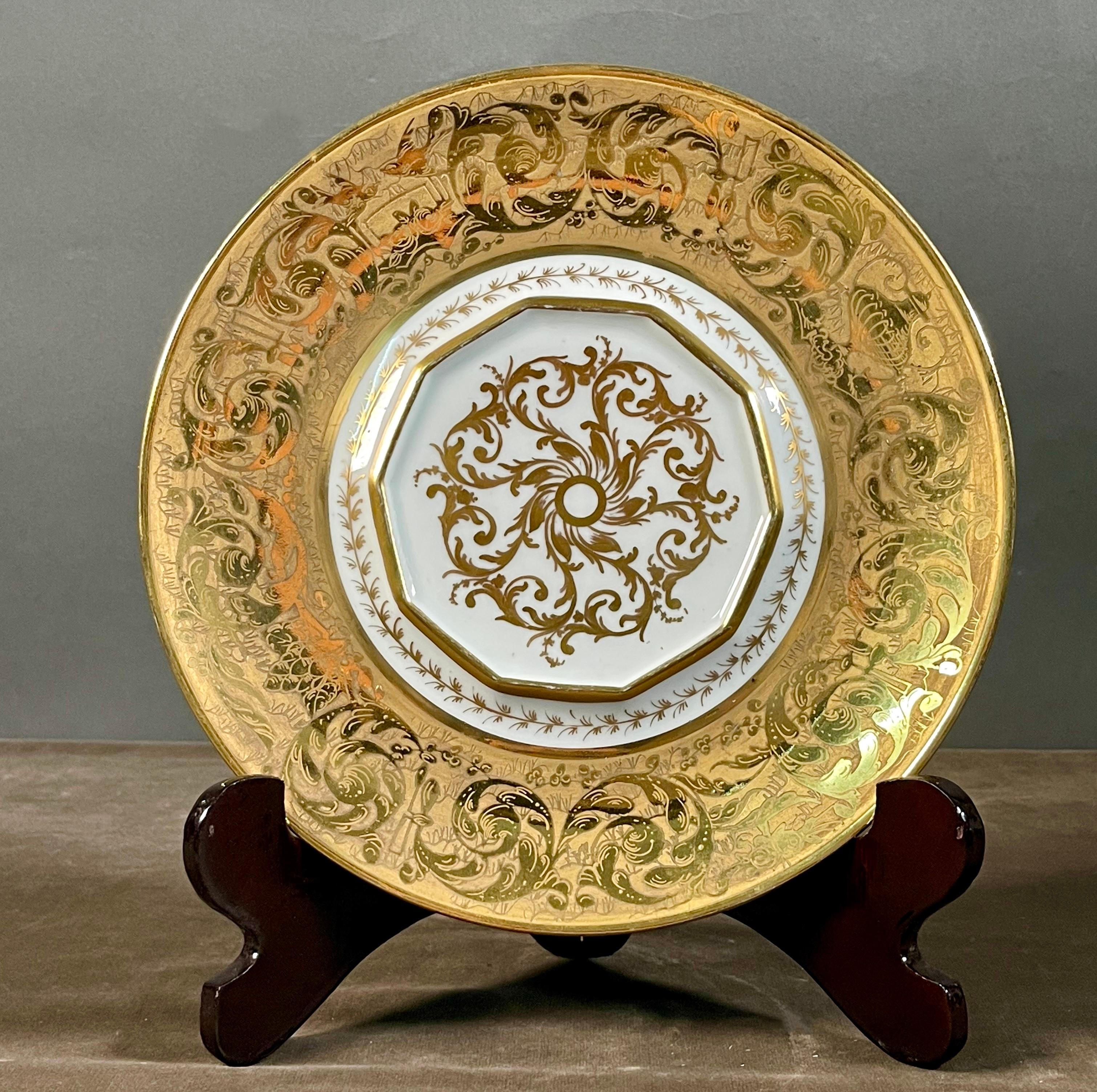 Camille Le Tallec Vergoldetes Porzellan Terrine Empire-Stil Set im Angebot 11