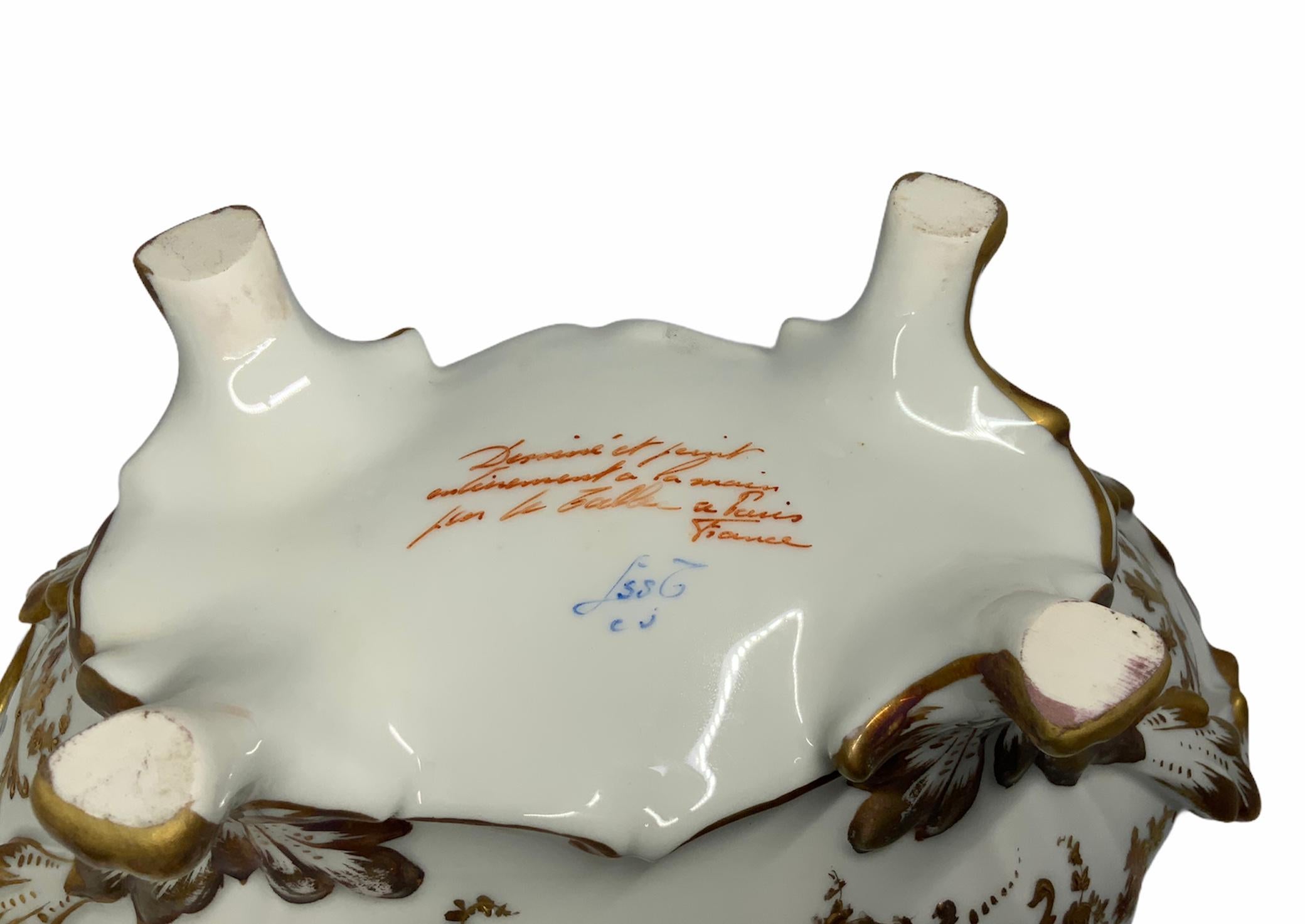 Camille Le Tallec Handpainted Porcelain Tureen For Sale 4
