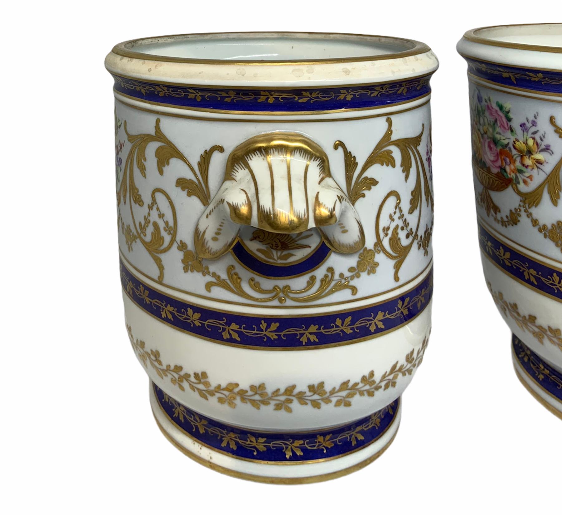 20th Century Camille Le Tallec Porcelain Pair of Cachepot For Sale