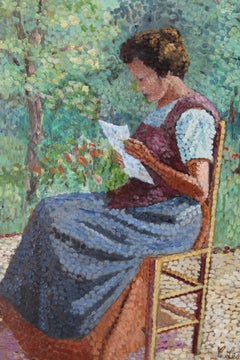 Vintage Pointalist Oil Painting by French artist Camille Lesne