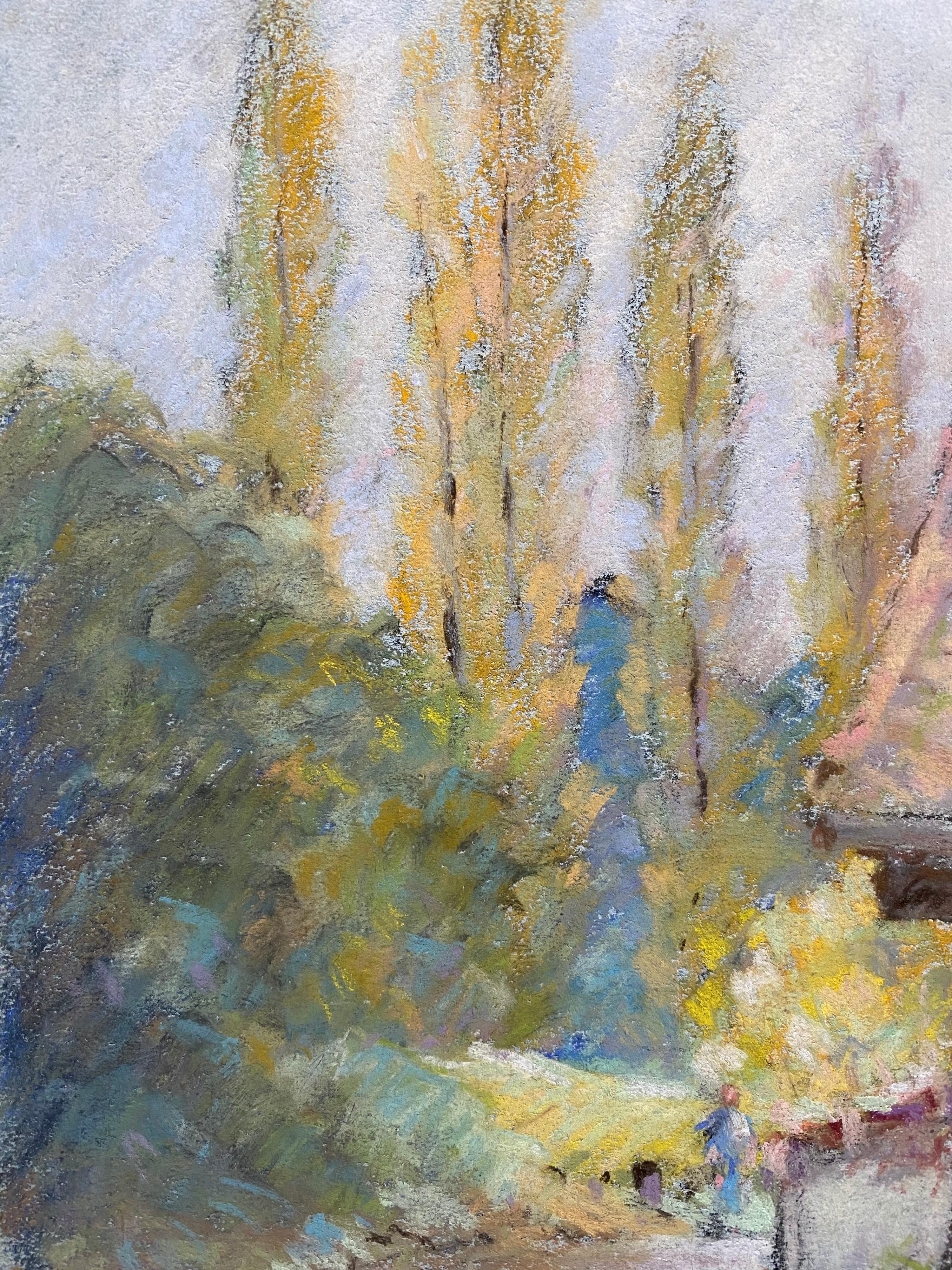 Camille Meriot, French Impressionist Signed pastel Rural Landscape 1