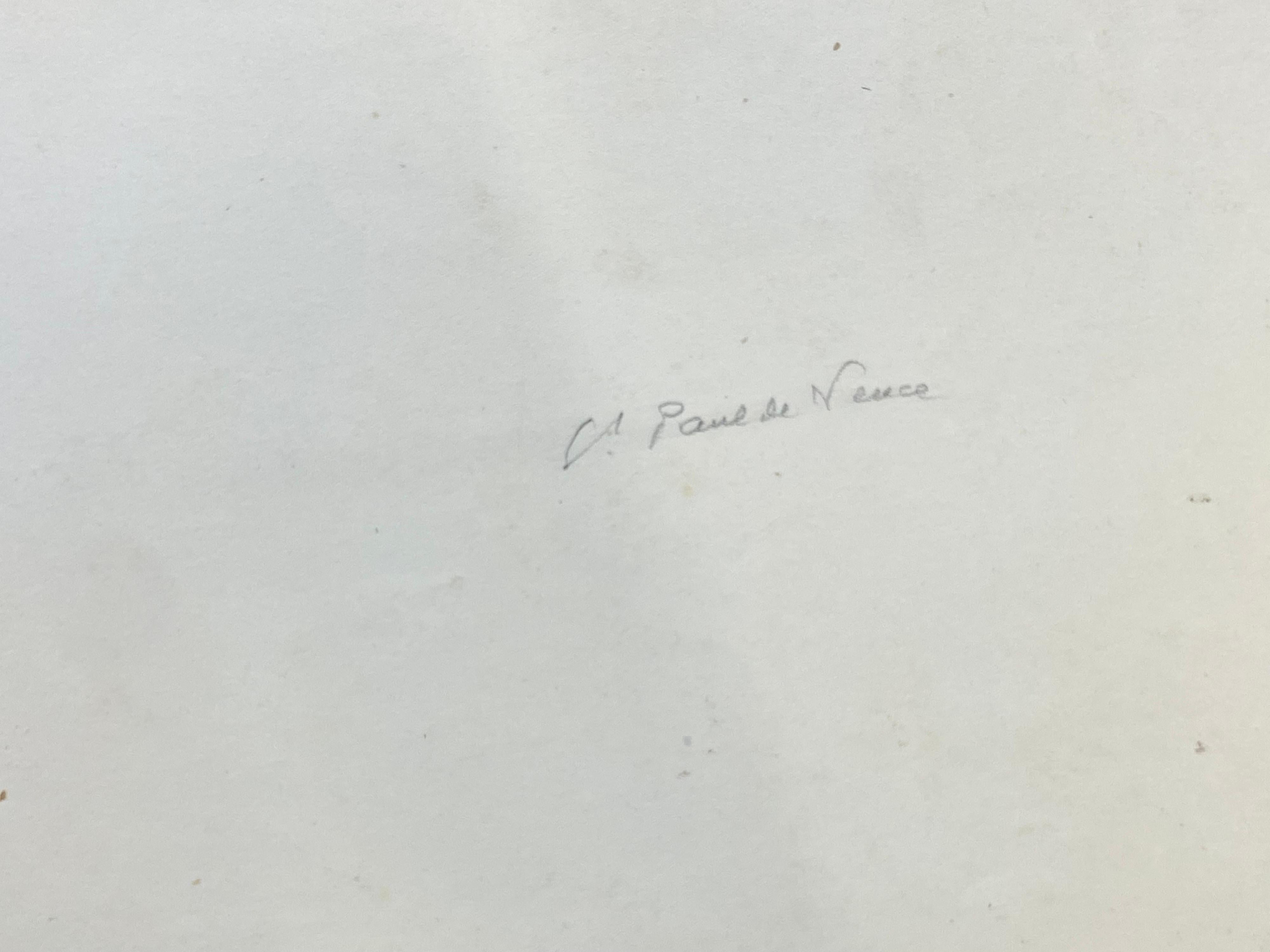 SAN PABLO DE VENCE  Pintura a la acuarela firmada en francés - Coloridas calles francesas en venta 2