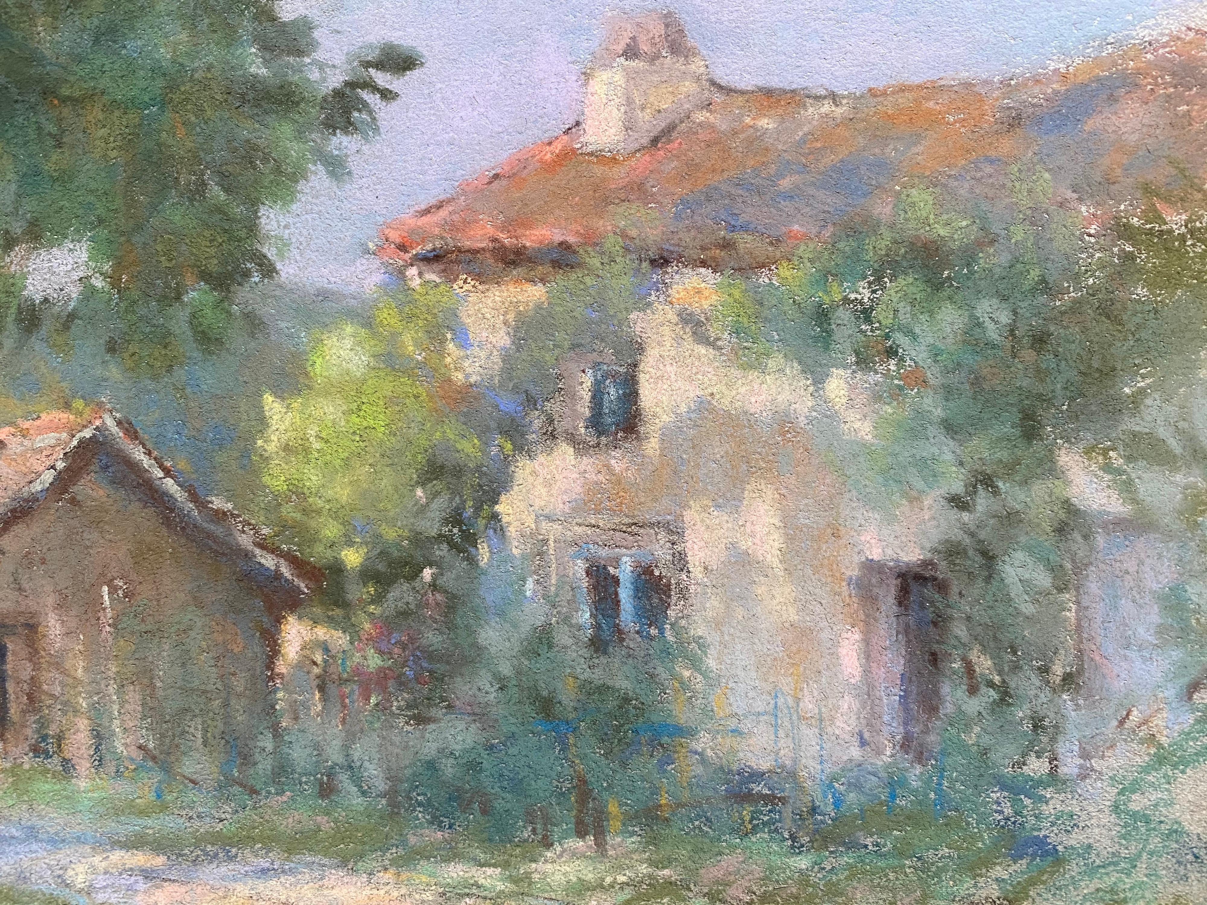 Camille Meriot, Pastel French Impressionist painting Country Cottage Landscape 2