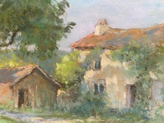 Camille Meriot, Pastel French Impressionist painting Country Cottage Landscape