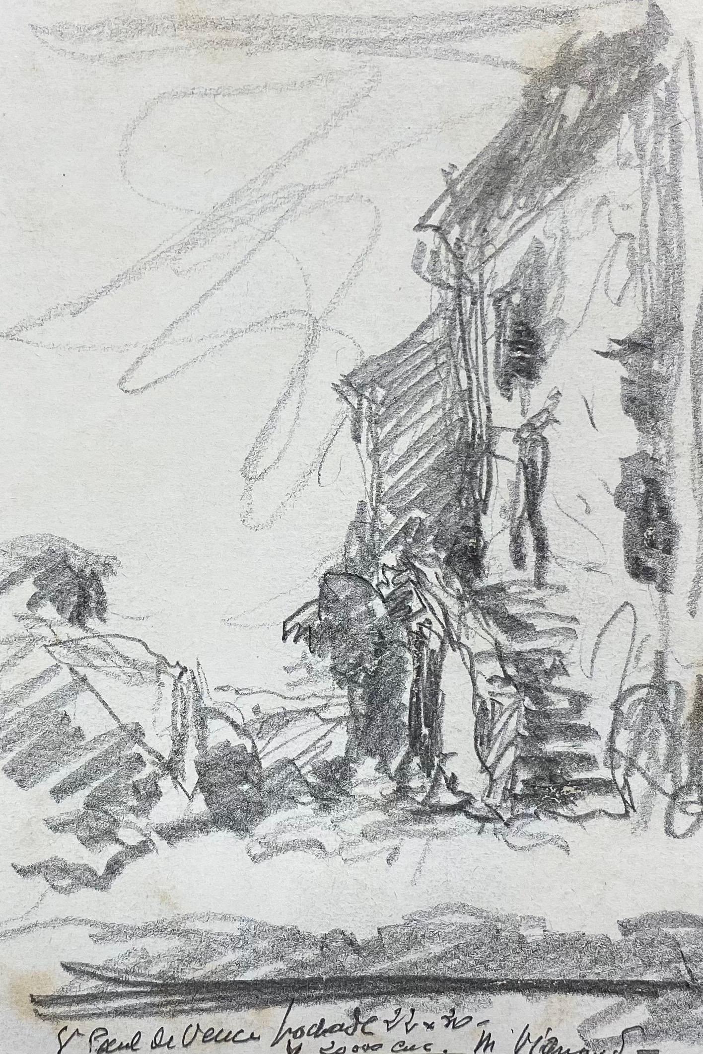 Camille Meriot Set di 4 disegni a matita impressionisti francesi firmati in vendita 3