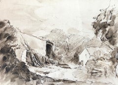 Village scene, French Impressionist painting