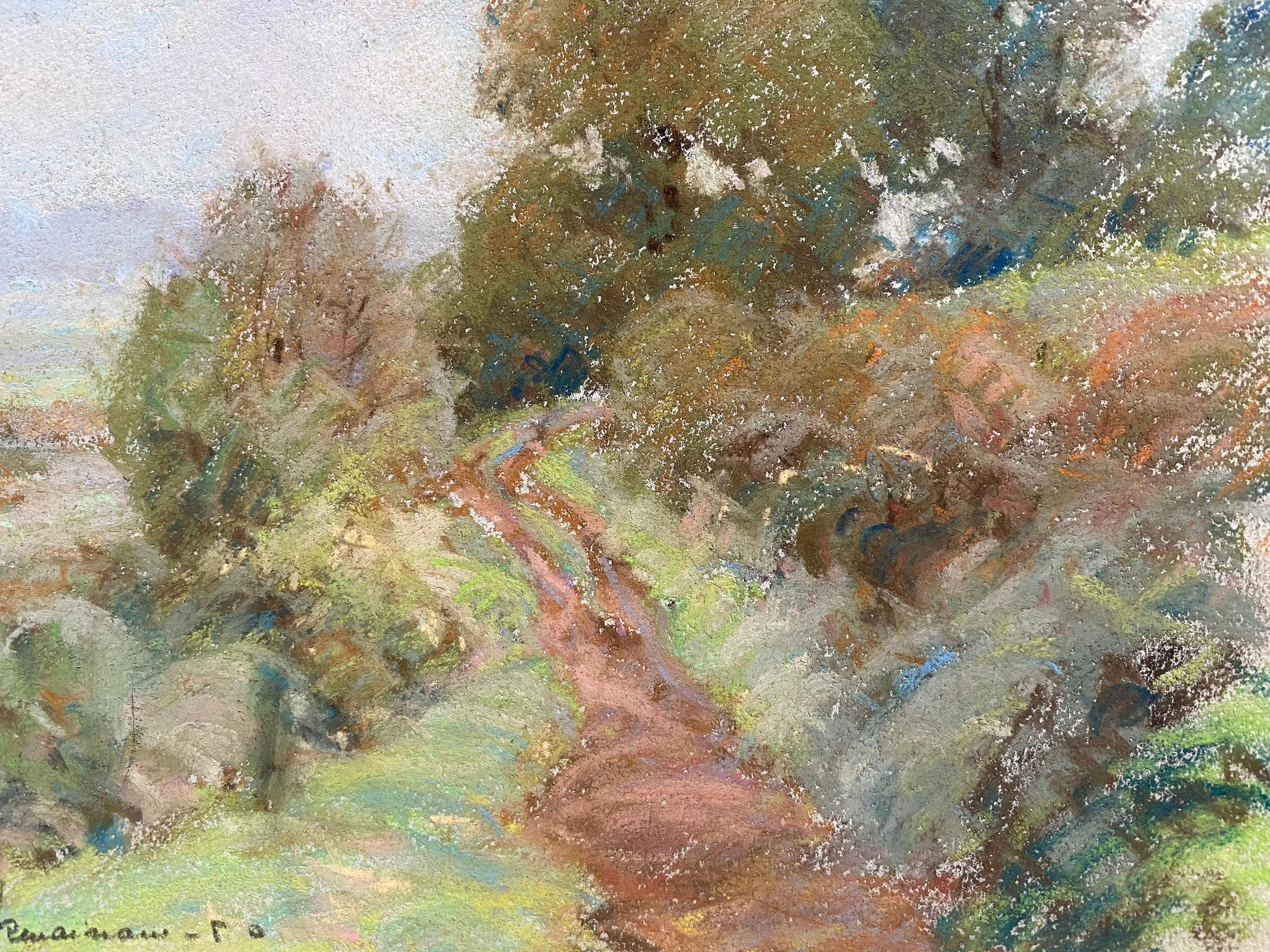Camille Meriot, Pastel French Impressionist Landscape View In Good Condition For Sale In Cirencester, GB
