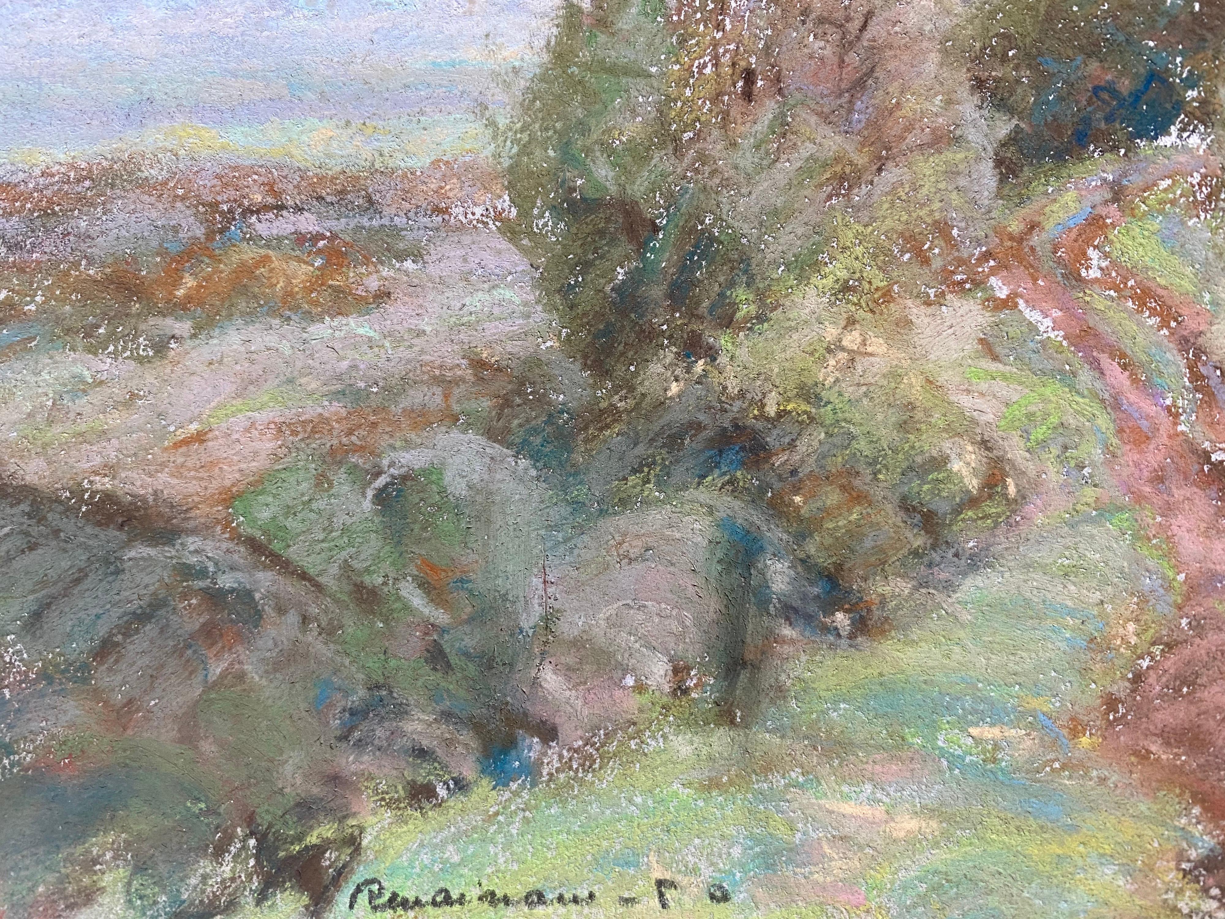 20th Century Camille Meriot, Pastel French Impressionist Landscape View For Sale