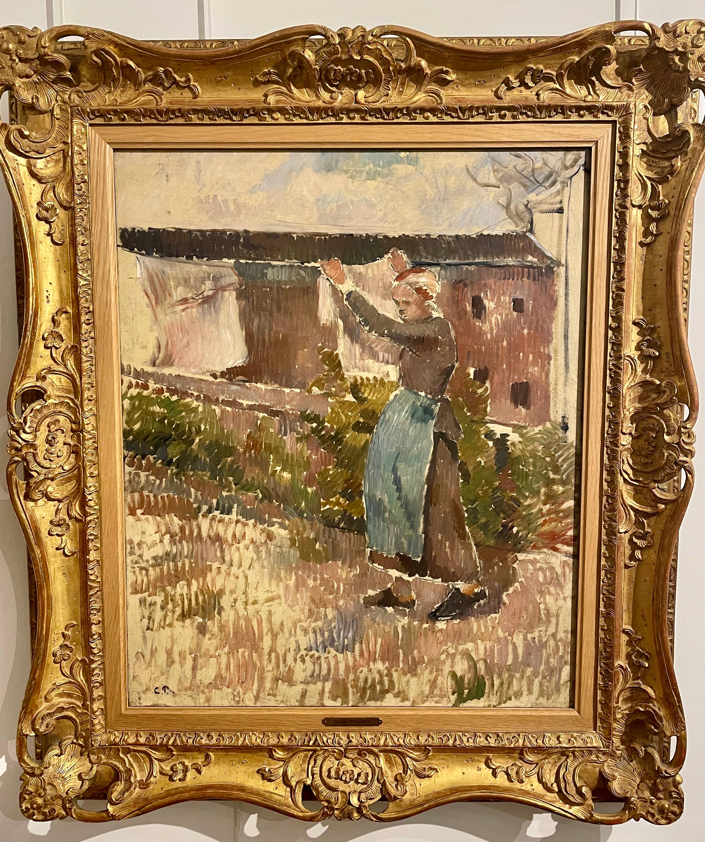 CAMILLE PISSARRO
(CHARLOTTE-AMÉLIE, 1830 - PARIGI, 1903)
Femme étendant du linge
1887
Huile sur toile
73 x 60 cm.
Monogramma in basso a sinistra
Certificato Lionel Pissarro
Pubblicazione
L'opera è stata ripertorizzata nel Catalogo ragionato