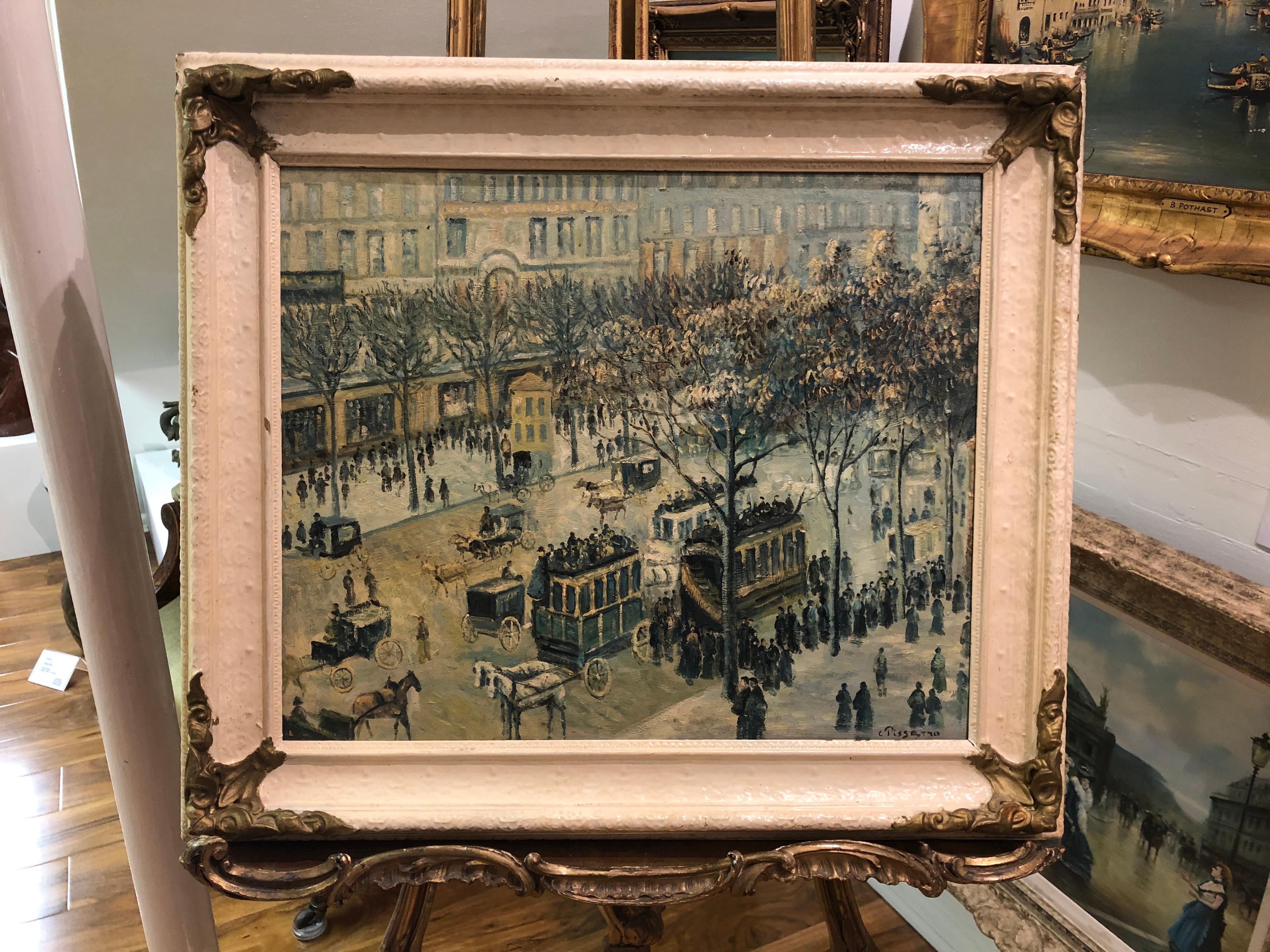OLD MASTER Signiert Pissarro „Die bunte Straße“, Ölgemälde, 20. Jahrhundert, GGF (Braun), Figurative Painting, von Camille Pissarro