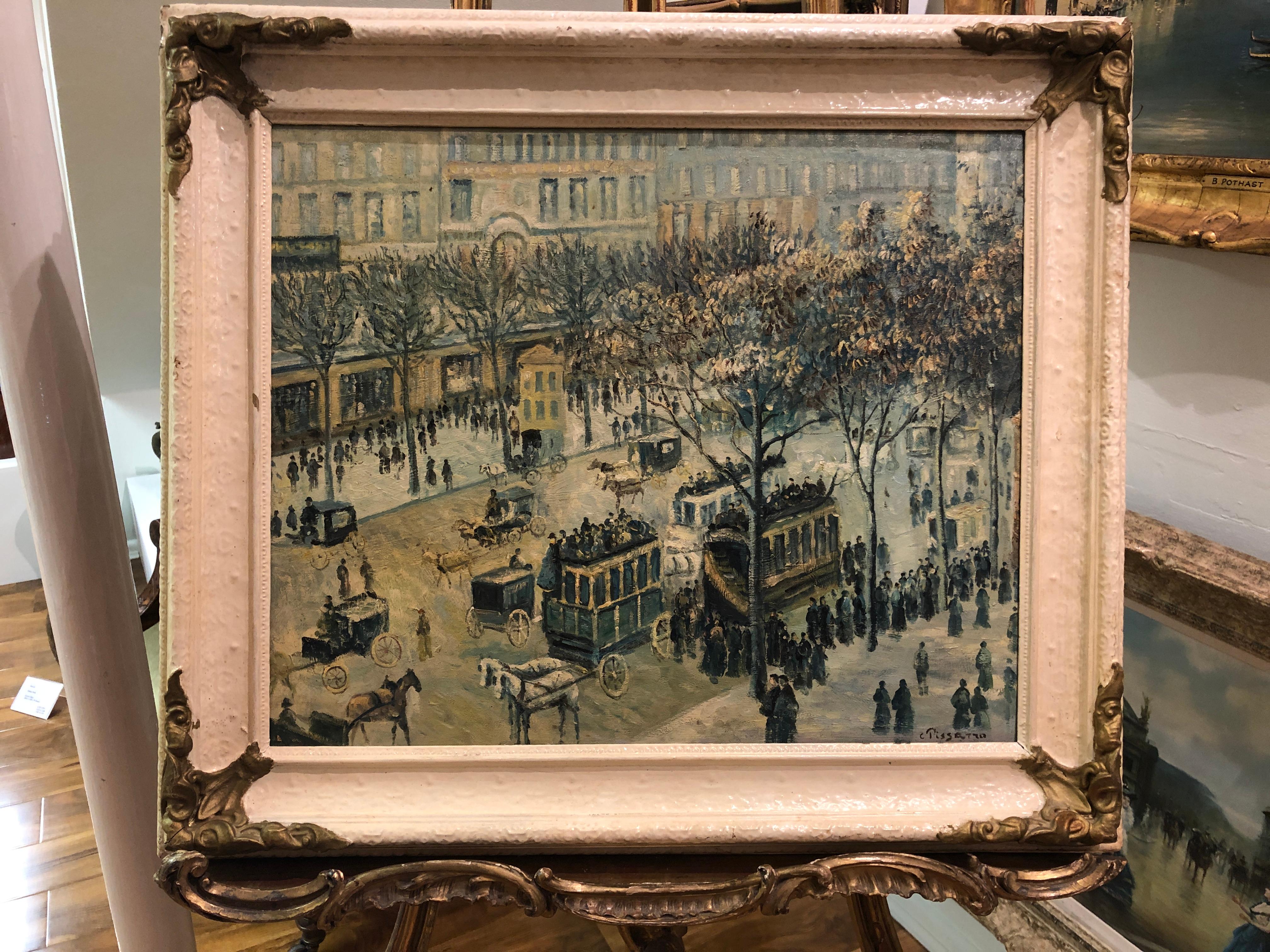 OLD MASTER Signiert Pissarro „Die bunte Straße“, Ölgemälde, 20. Jahrhundert, GGF im Angebot 3