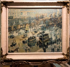 OLD MASTER Signed Pissarro " The Busy Street " Oil Painting 20th Century GGF