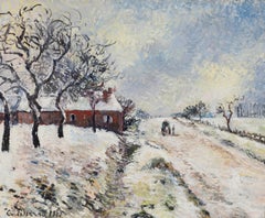 Route Enneigée avec Maison, Environs d'Éragny by Camille Pissarro- Impressionist
