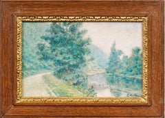 Summer Trees by River and path