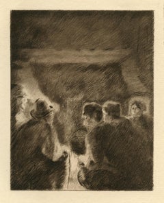 (after) Camille Pissarro - "La veillee" etching
