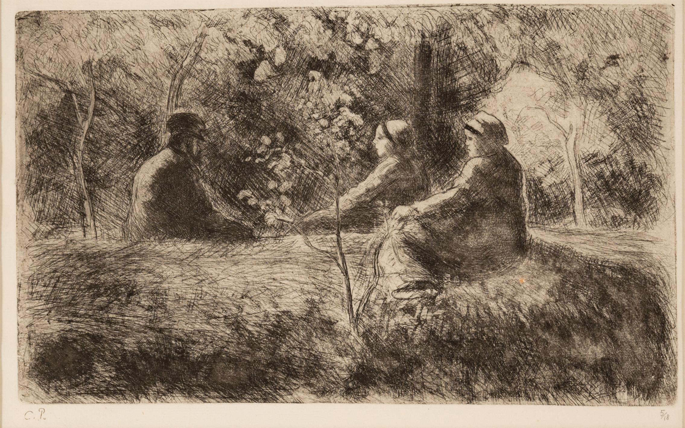 Eine wichtige Radierung und Aquatinta auf Büttenpapier von Camille Pissarro (1830-1903) 