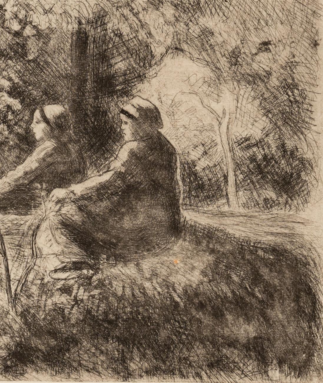 Antike französische Radierung Aquatinta Kaltnadelradierung „Epos du Dimanche dans le Bois“ 5 von 18 2