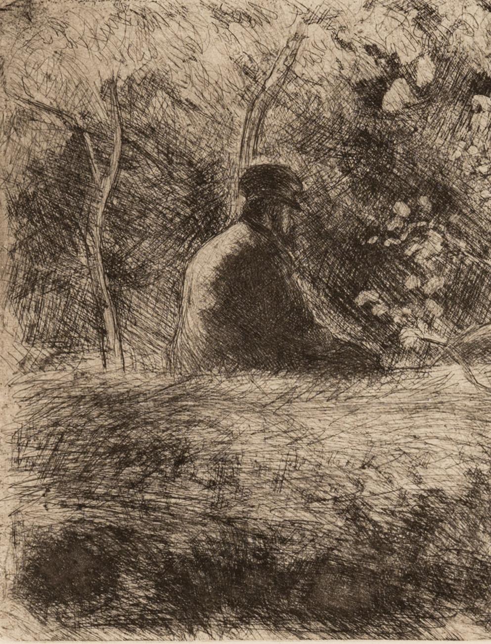 Antike französische Radierung Aquatinta Kaltnadelradierung „Epos du Dimanche dans le Bois“ 5 von 18 3