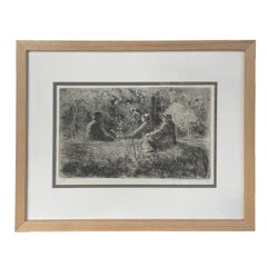 Antique French Etching Aquatint Drypoint "Epos du Dimanche dans le Bois" 5 of 18