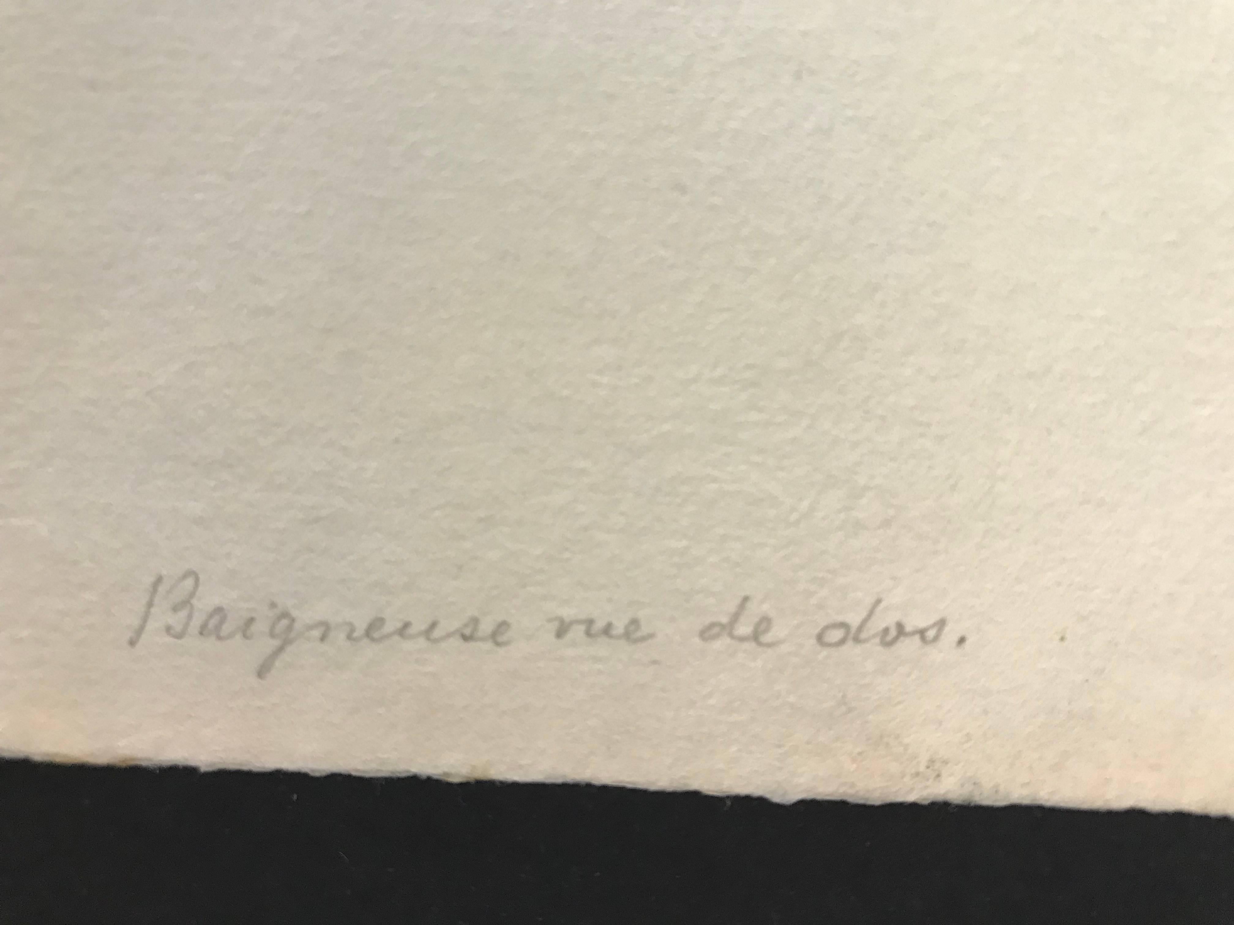 Baigneuse vue de Dos (Grau), Nude Print, von Camille Pissarro
