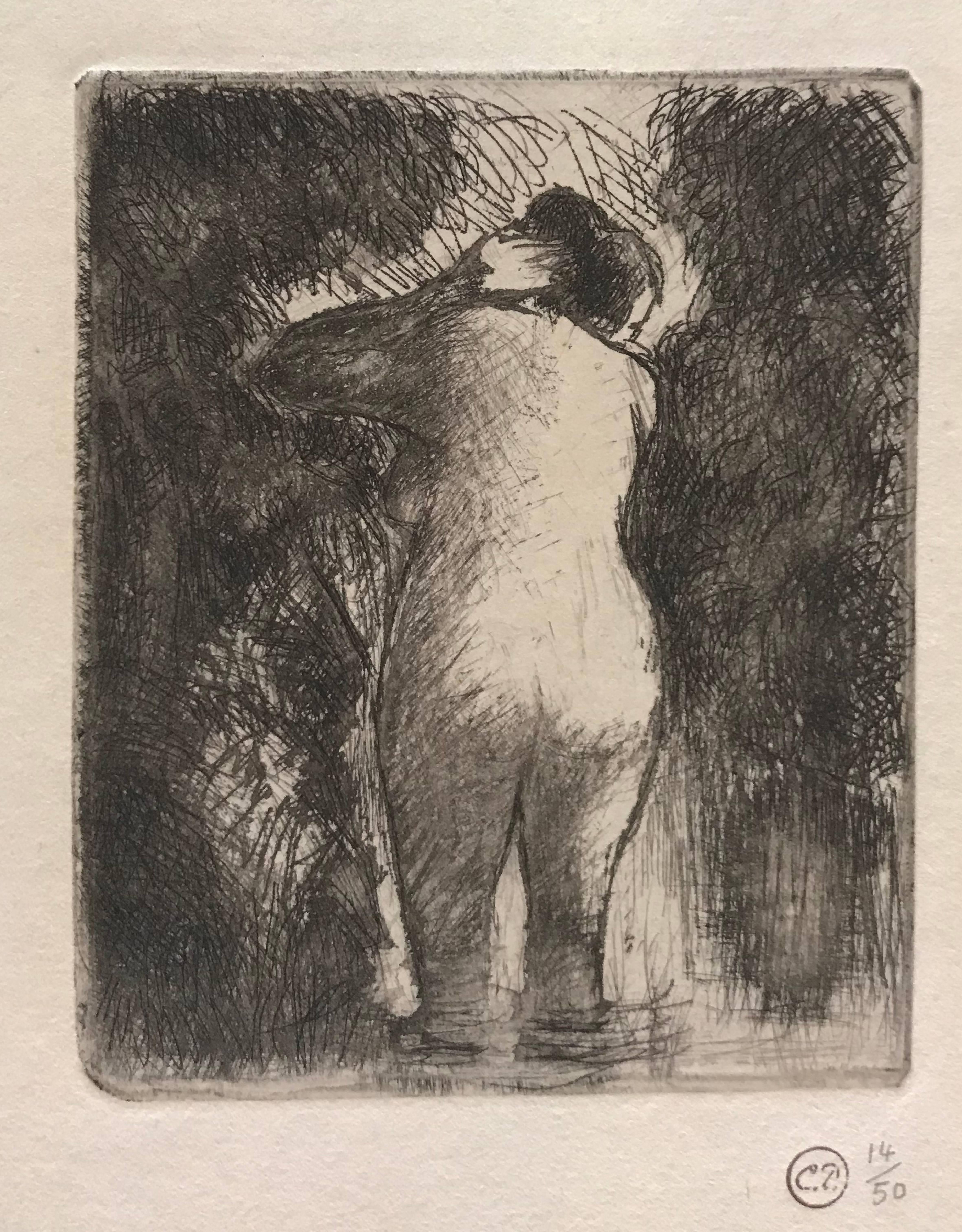 Camille Pissarro Nude Print - Baigneuse vue de dos