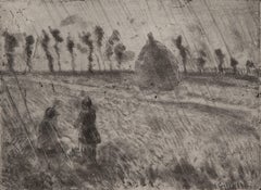 Effet de pluie de Camille Pissarro - Gravure à l'eau-forte de paysage