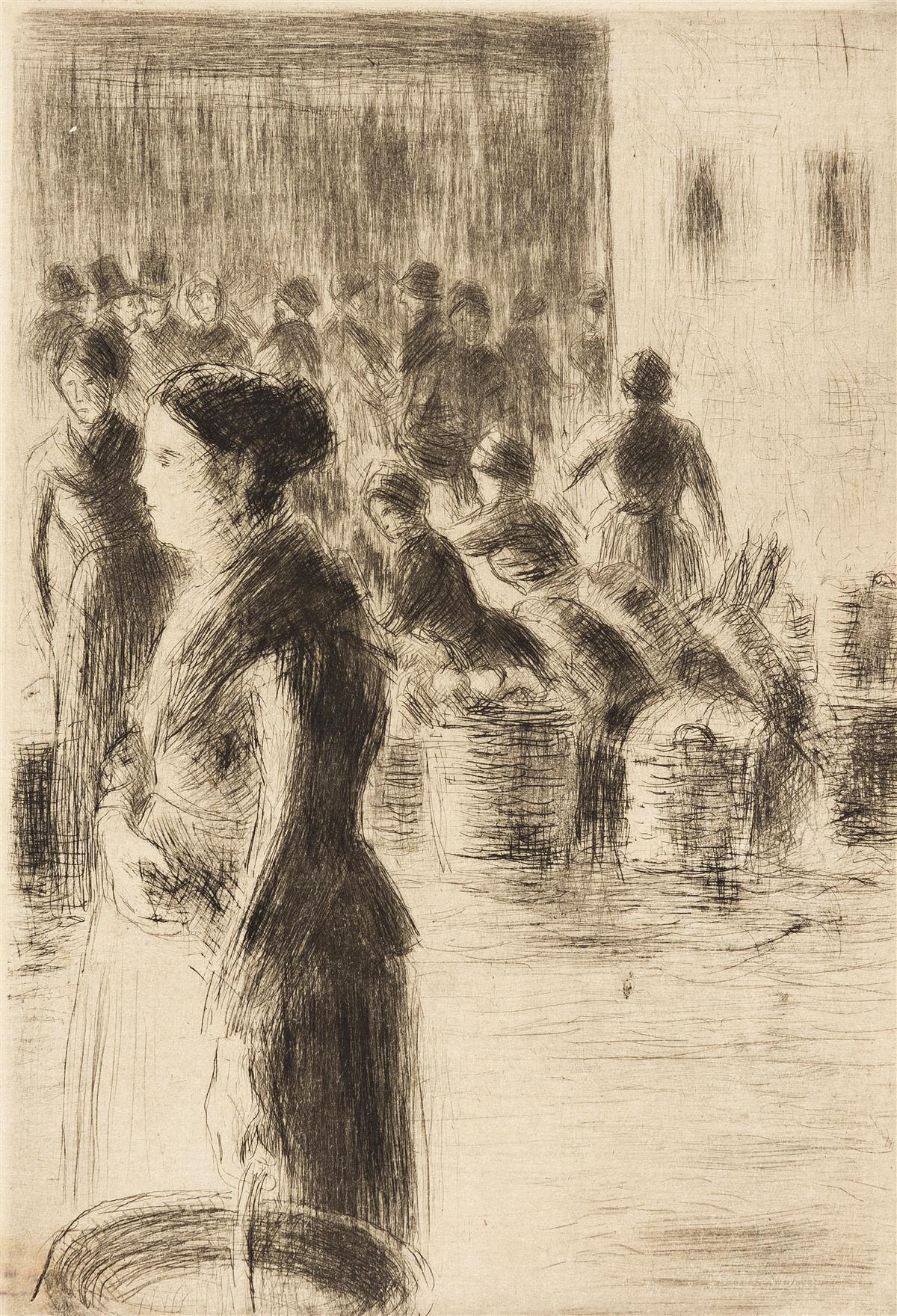 Abstract Print Camille Pissarro - La Bonne faisant son Marché