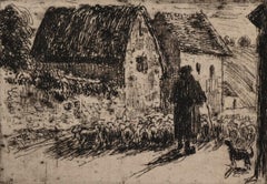La rentrée du Berger by Camille Pissarro - Etching