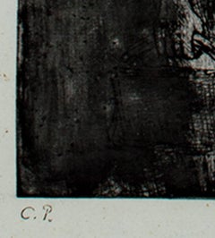 "Marche a la Volaille, a Gisors, " Original figurative Etching signed