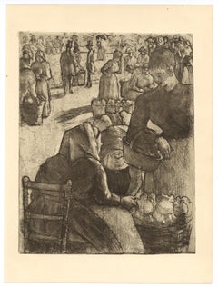 "Marche aux Legumes, a Pointoise" aguafuerte original