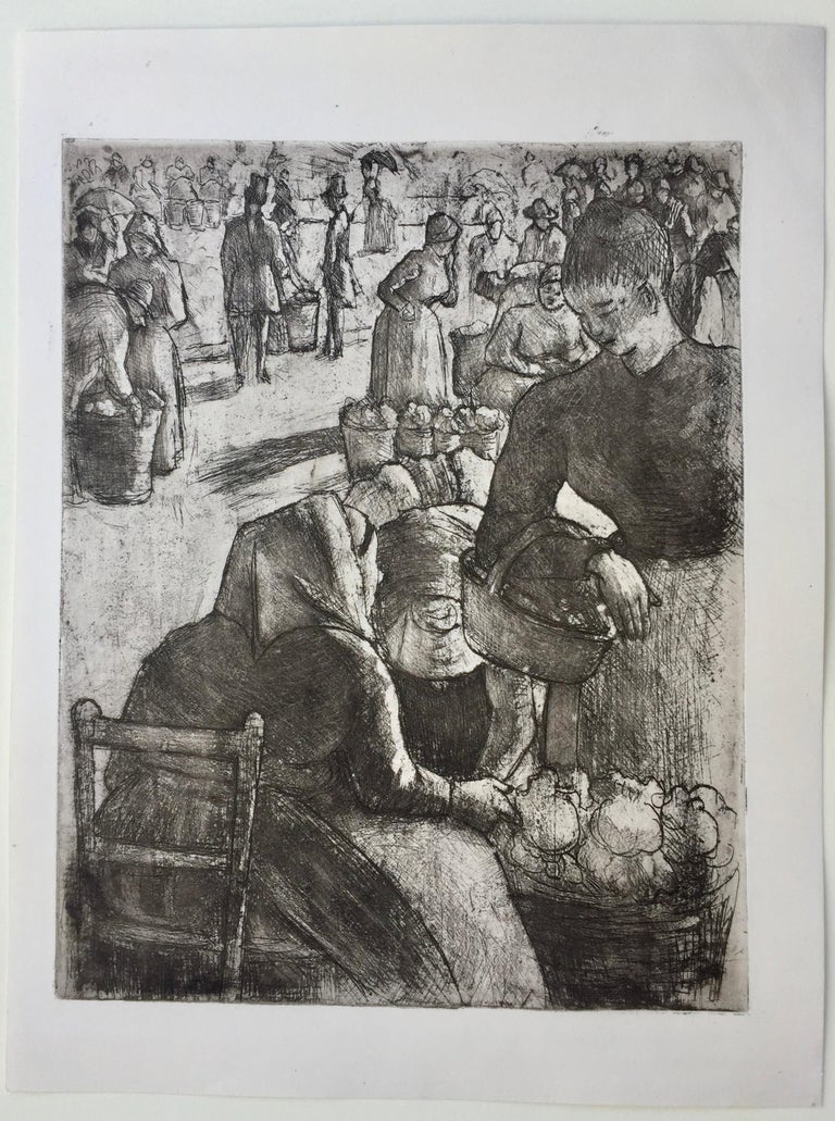 Marche aux Legumes a Pontoise - Impressionist Print by Camille Pissarro